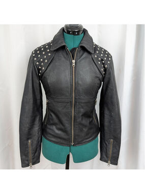 Ladies' AlpineStars Stella Studded Black Leather Motorcycle Jacket 4
